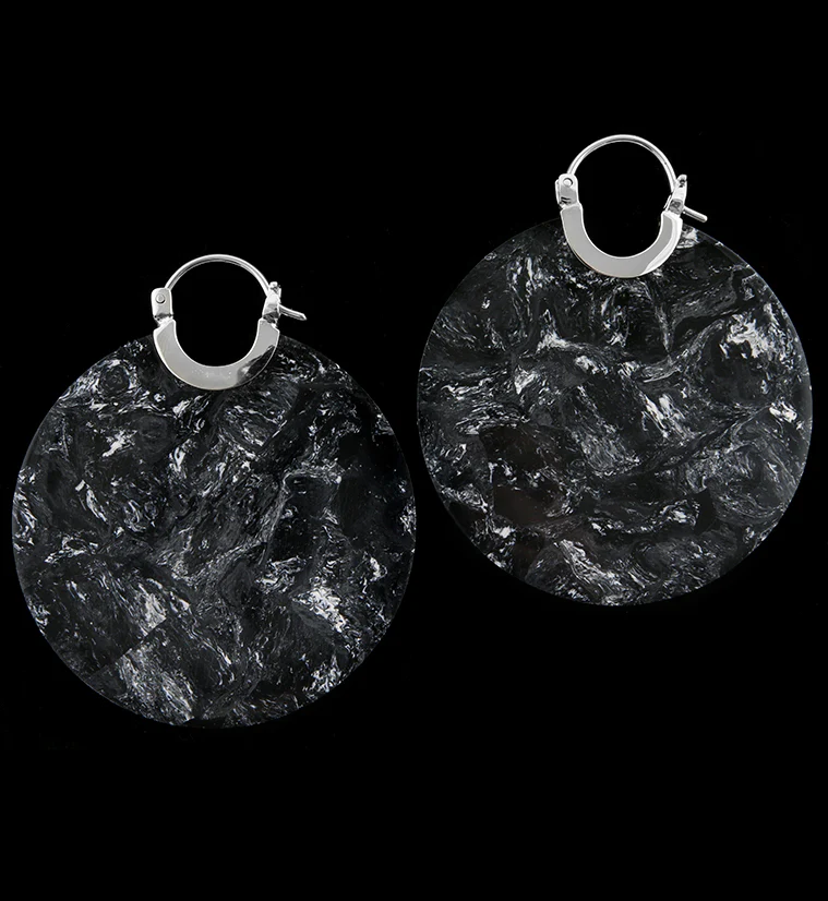 14G Black Nightfall Acetate Disk Earrings