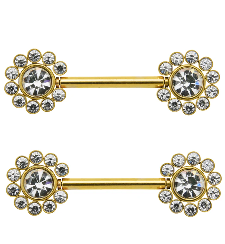 14G Gold PVD Cirque Threadless Nipple Ring Barbells