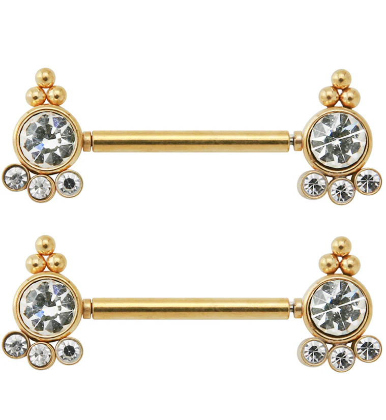 14G Gold PVD Trilogy Threadless Nipple Ring Barbells