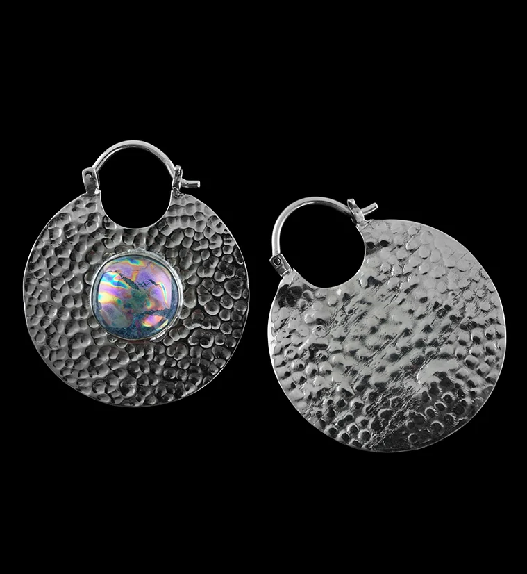 14G Mini Disk Dichroic Glass White Brass Hangers - Image 2