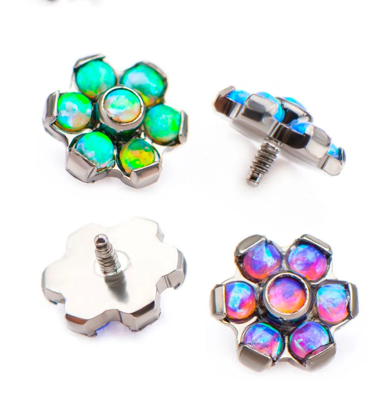16G Purple Opal Flower Titanium Bezel End - Image 2