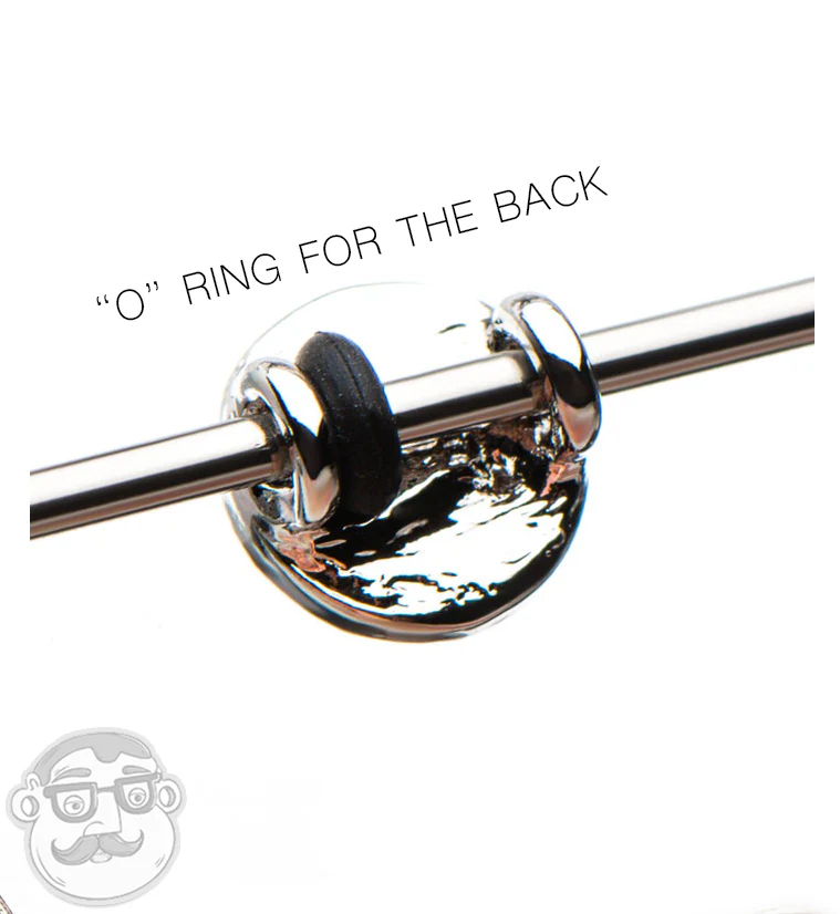 14G Rose Gold PVD CZ Disk Industrial Barbell - Image 2