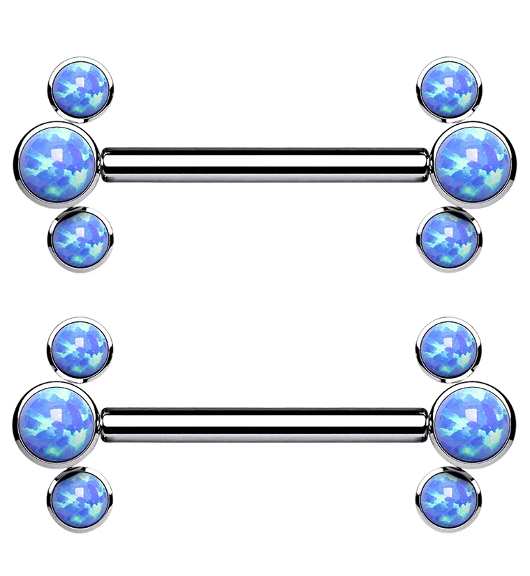 14G Trice Blue Opalite Titanium Nipple Ring Barbell