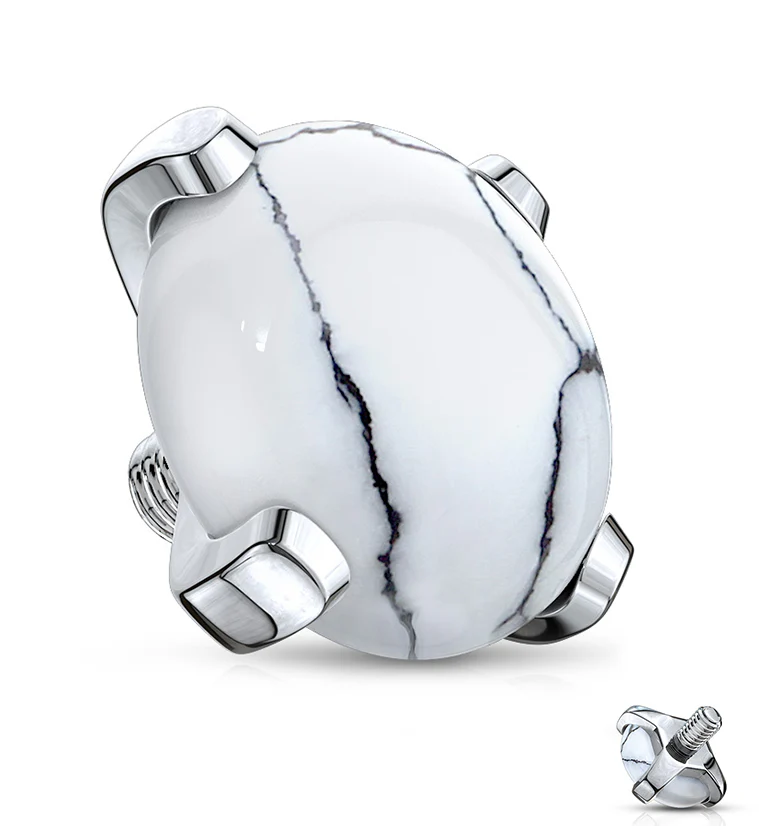 14G White Howlite Stone Threaded End