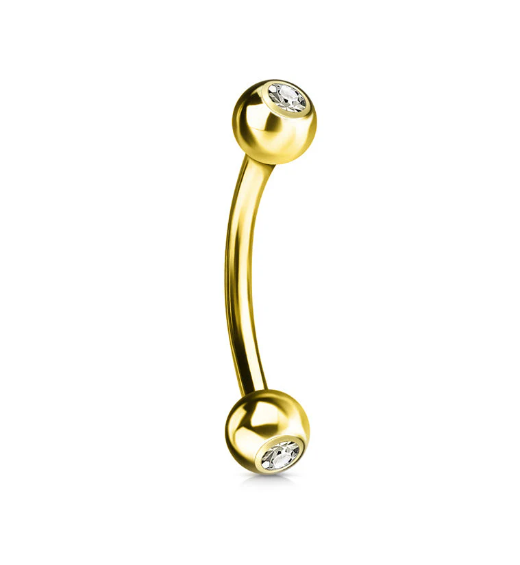 14kt Gold CZ Curved Barbell - Image 3