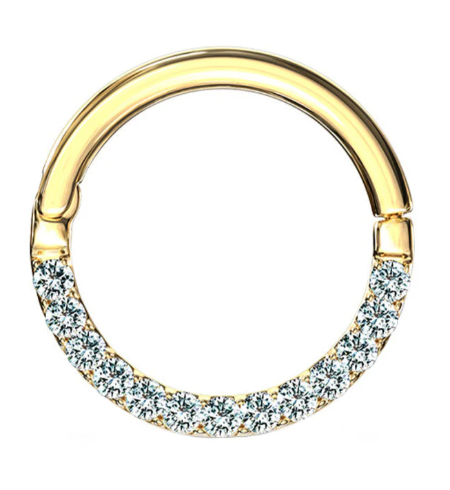 14kt Gold CZ Rim Hinged Segment Ring