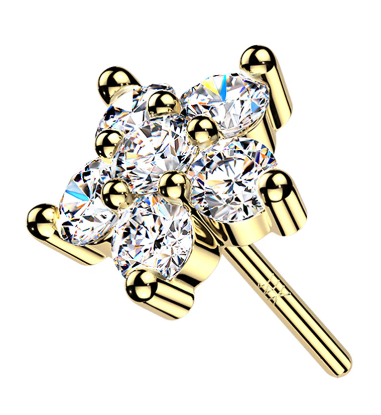 14kt Gold Daisy Lab Grown Diamond Threadless Top