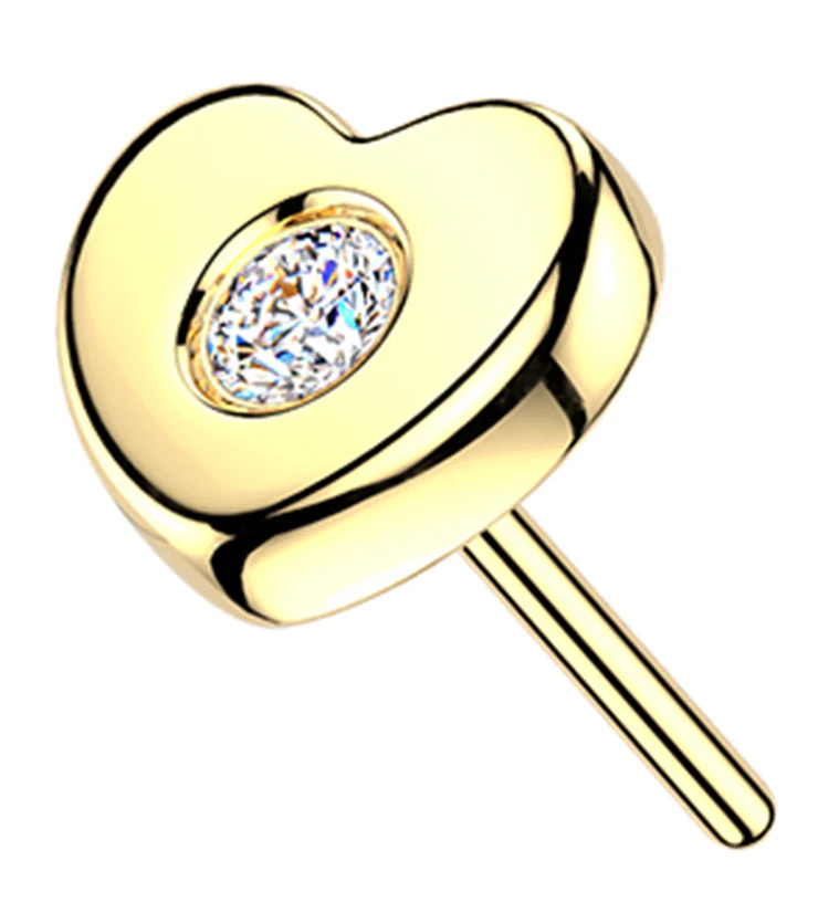 14kt Gold Heart Center Lab Grown Diamond Threadless Top