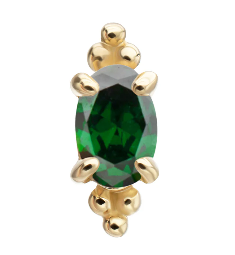 14kt Gold Heirloom Emerald CZ Threadless Top