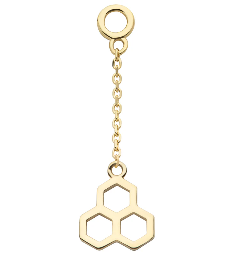 14kt Gold Honeycomb Dangle Chain Charm