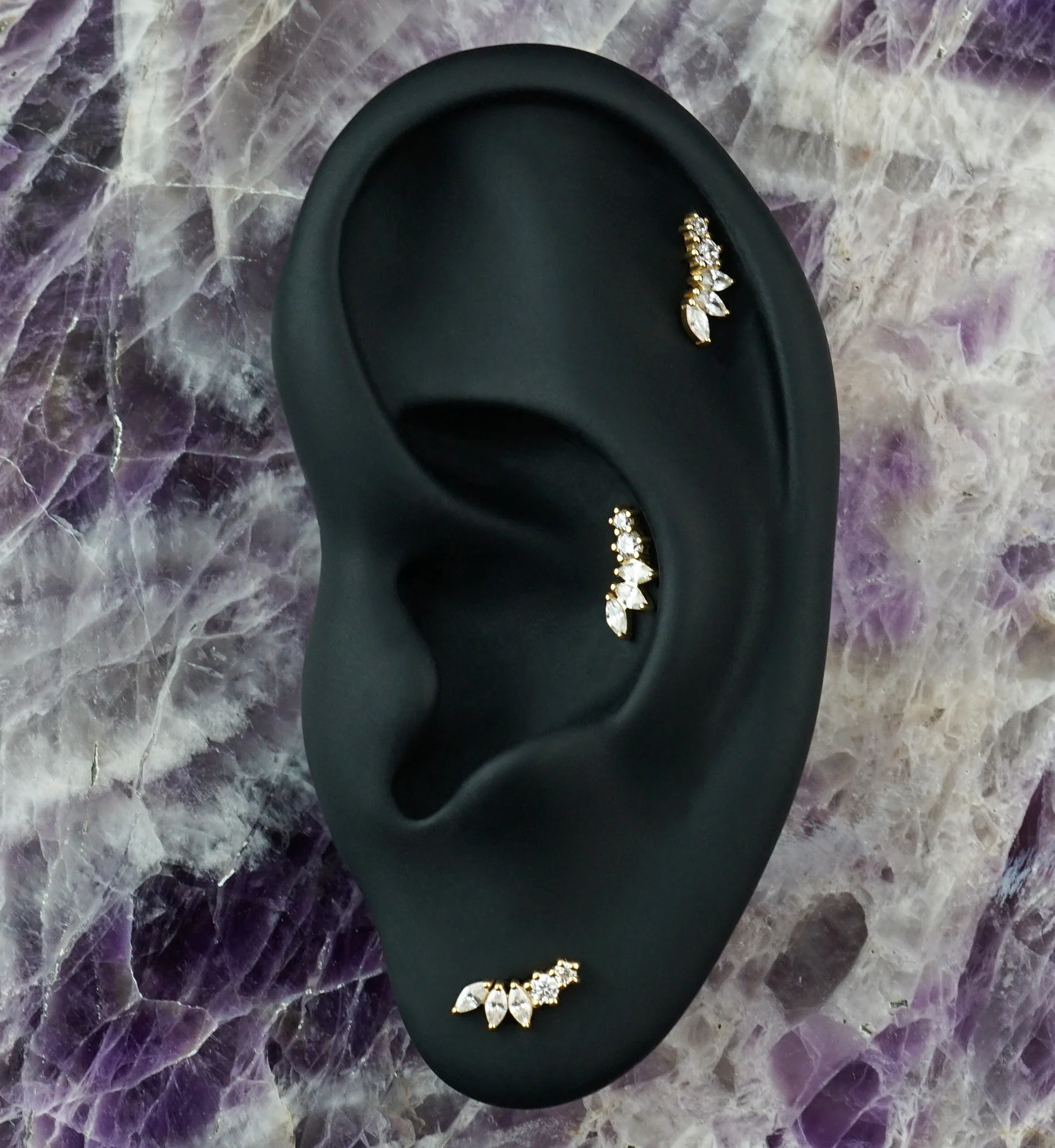 14kt Gold Laureate Clear CZ Threadless Top - Image 2