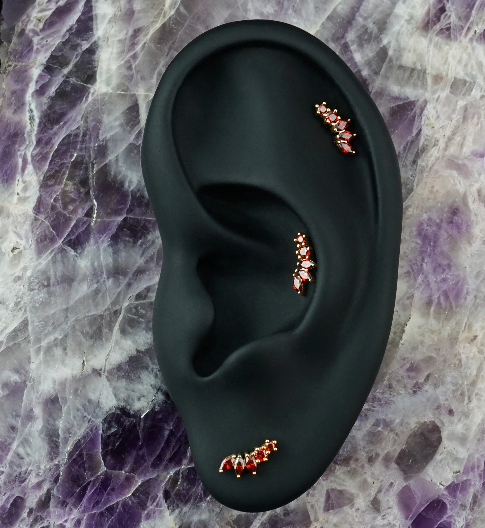 14kt Gold Laureate Garnet CZ Threadless Top - Image 2