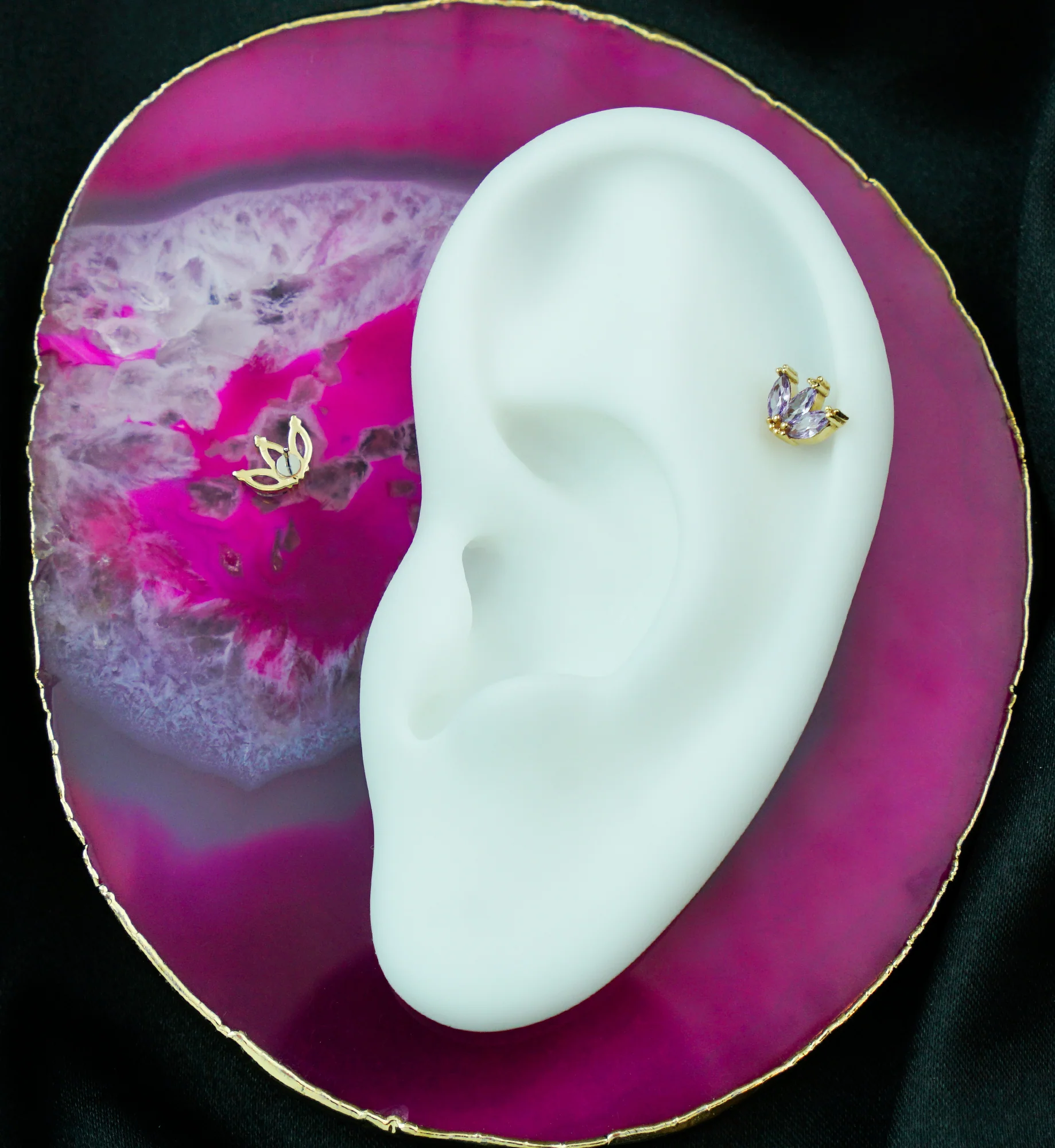 14kt Gold Liege Amethyst CZ Threadless Top - Image 2