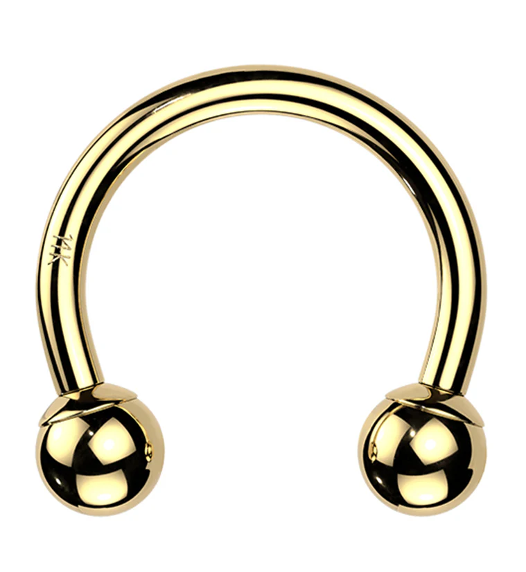 14kt Gold Long Thread Internally Threaded Circular Barbell