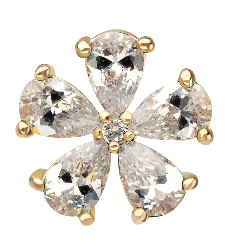 14kt Gold Myosotis Clear CZ Threadless Top