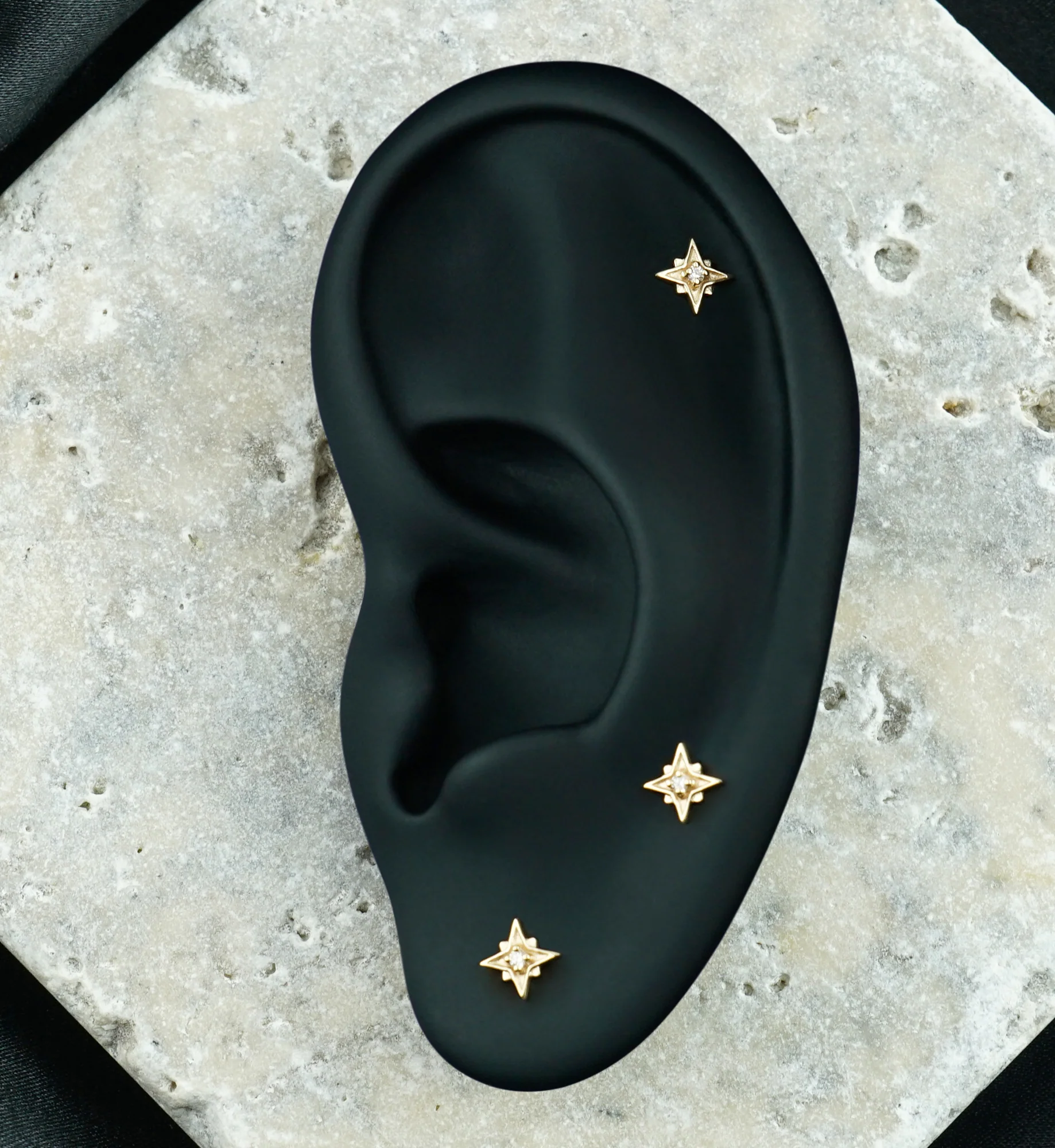 14kt Gold North Star Burst Lab Grown Diamond Threadless Top - Image 2