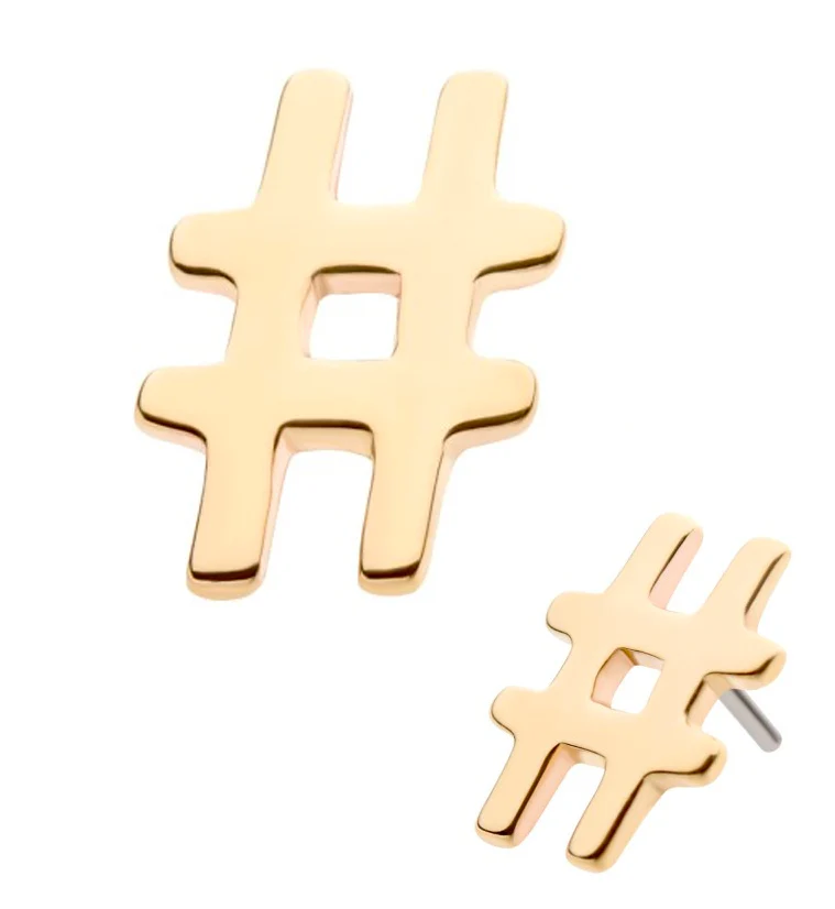 14kt Gold Hashtag Threadless Top