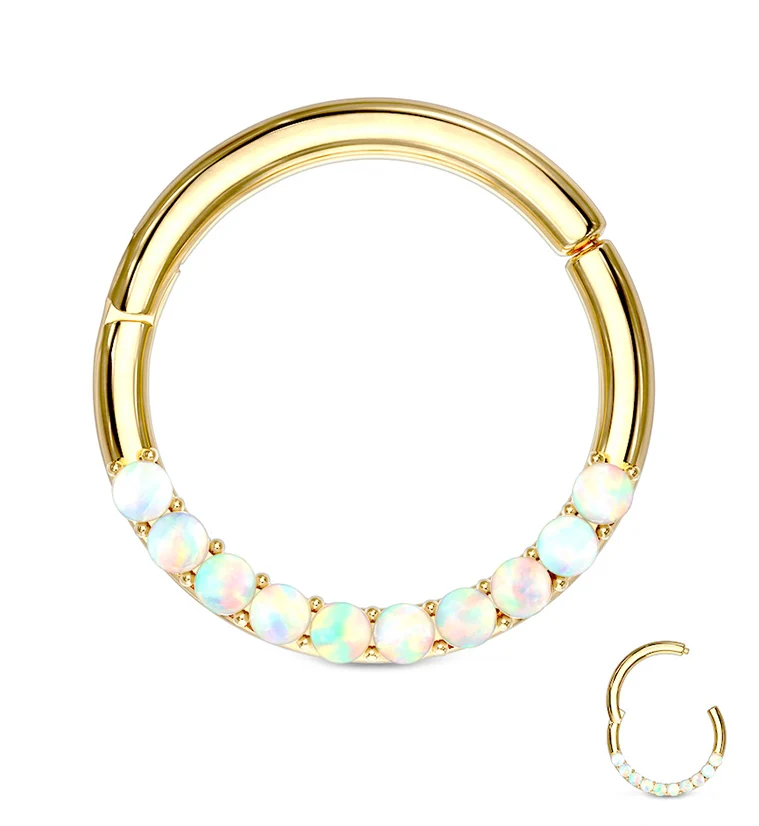 14kt Gold Opalite Rim Hinged Segment Ring