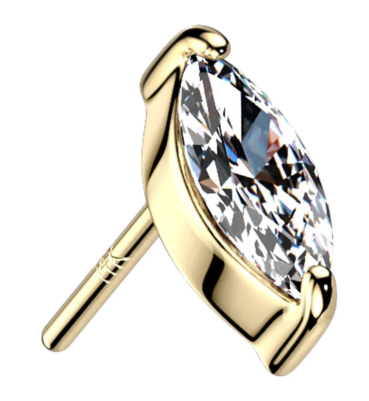 14kt Gold Ovate CZ Threadless Top