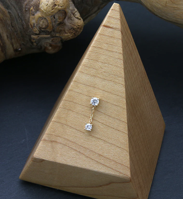 14kt Gold Round Dangle CZ Threadless Top - Image 2