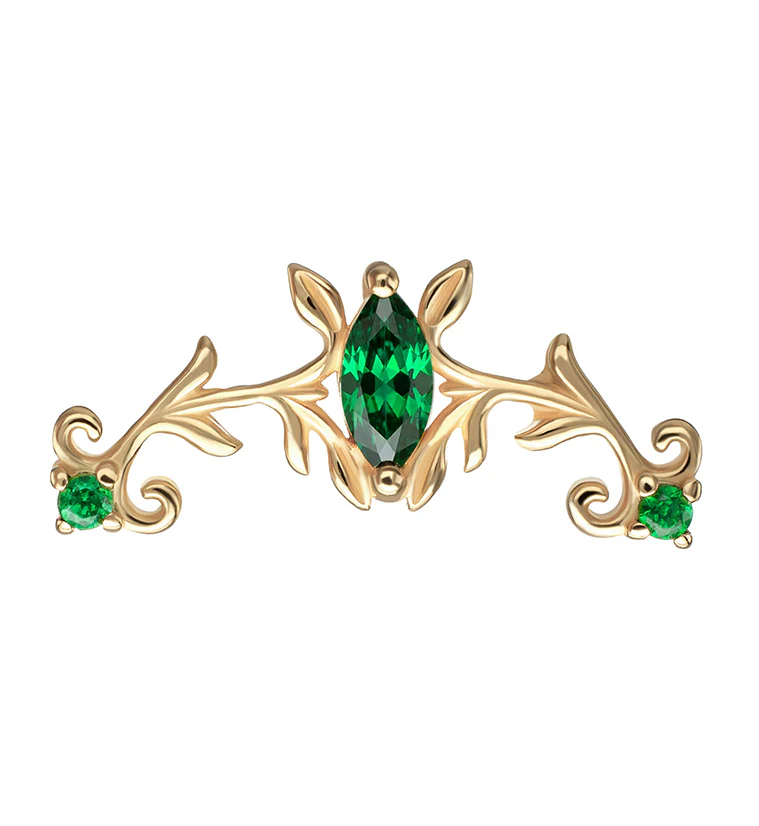 14kt Gold Verdant Diadem Emerald CZ Threadless Top