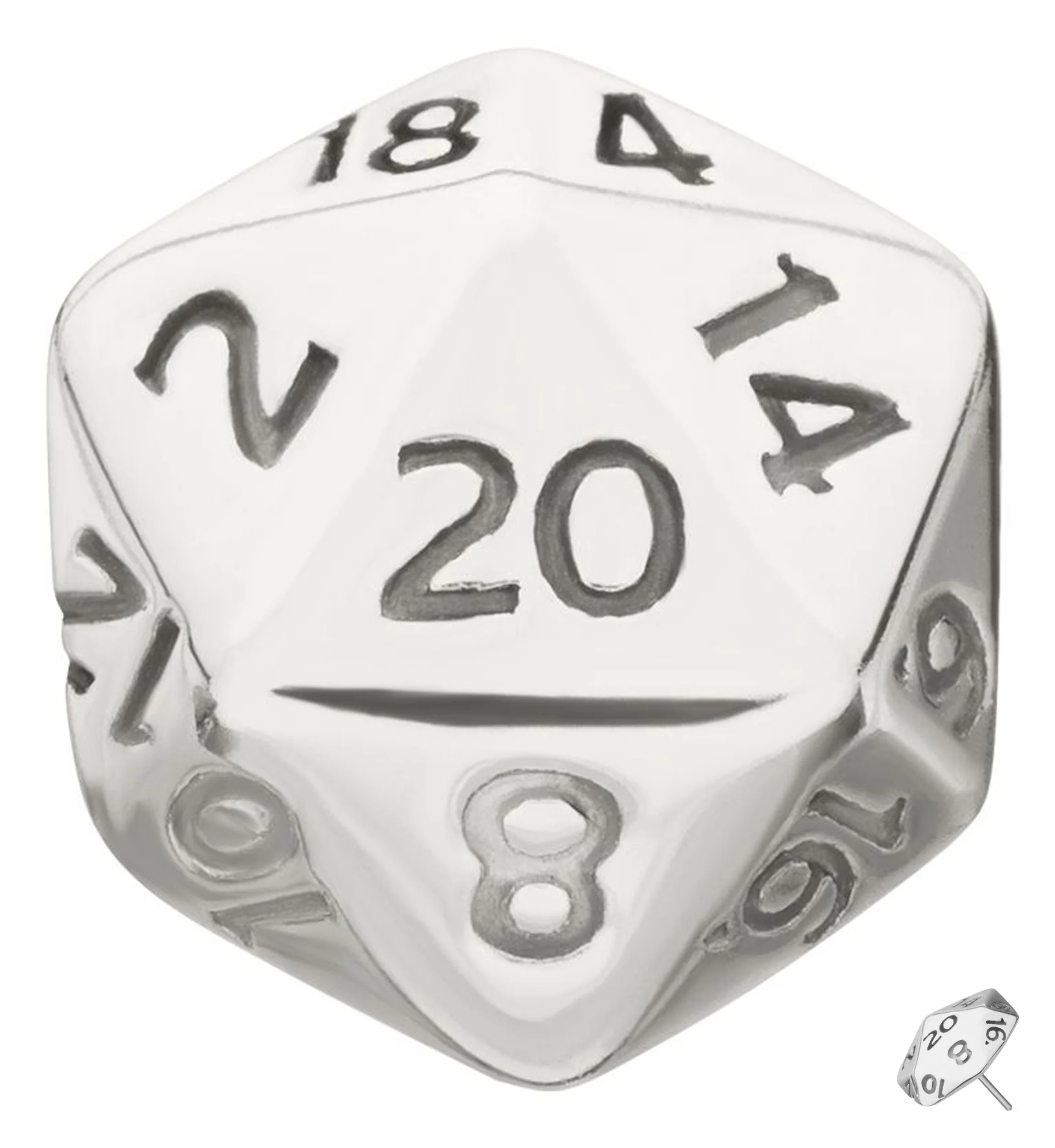 14kt White Gold Dungeons & Dragons Dice Threadless Top