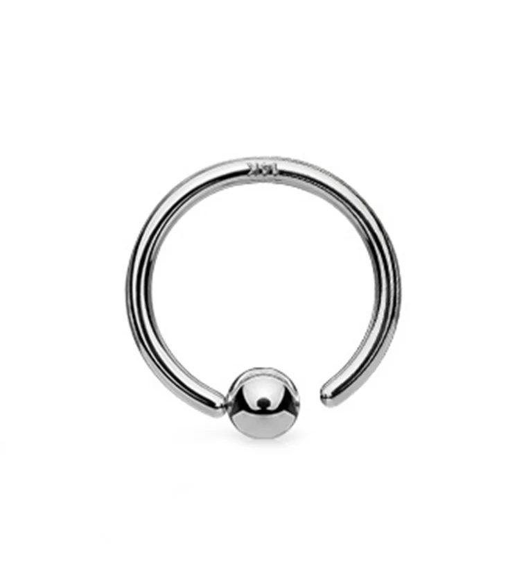 14kt White Gold Fixed Ball Captive Bead Ring - Image 2