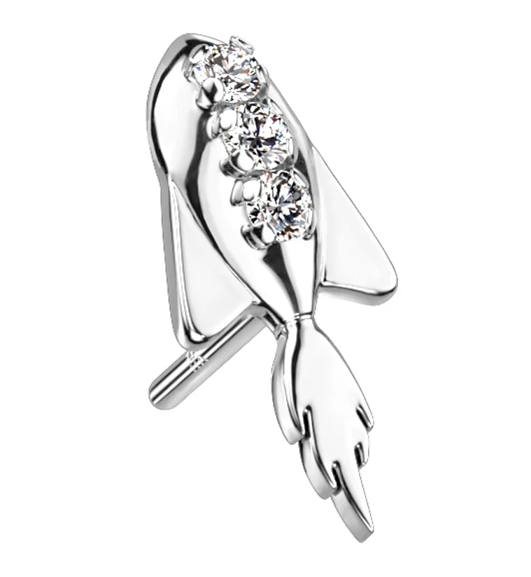 14kt White Gold Spaceship CZ Threadless Top