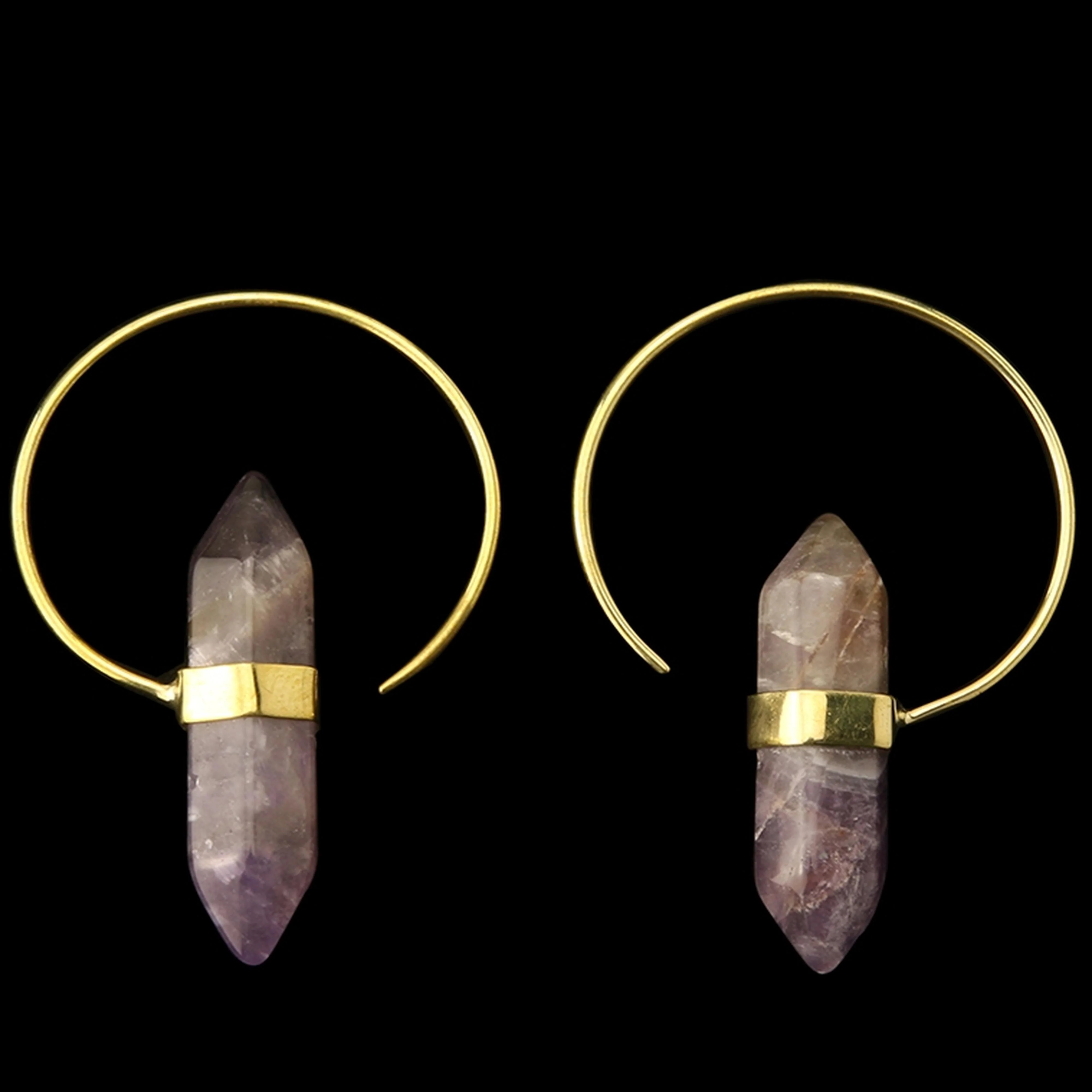 16G Amethyst Brass Hoop Hangers