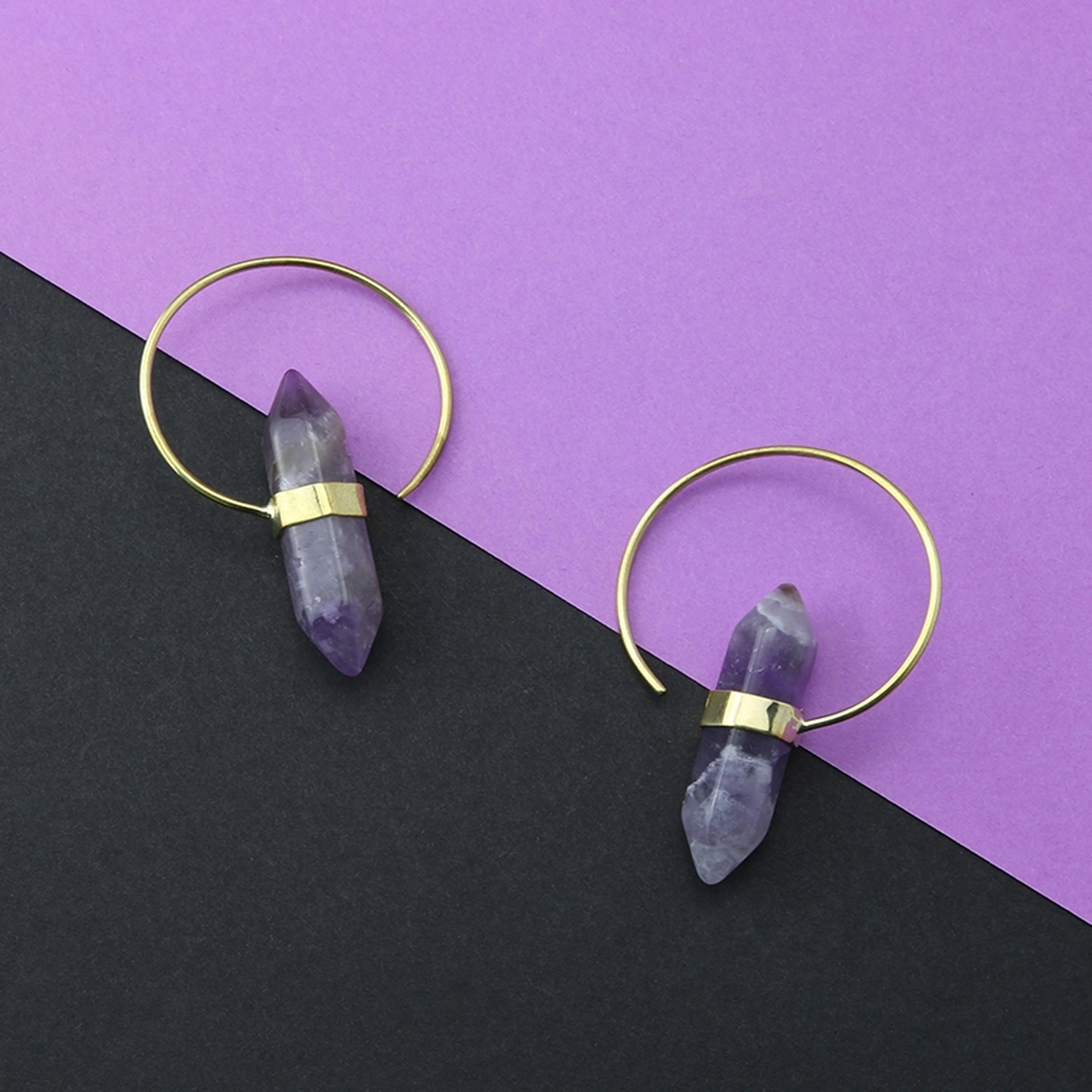 16G Amethyst Brass Hoop Hangers - Image 2