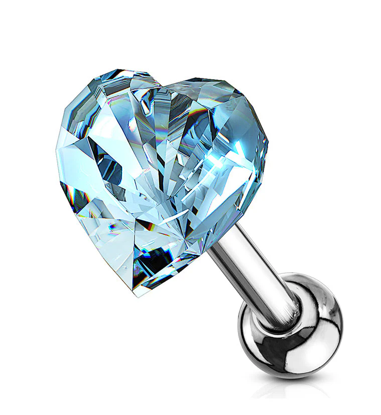 16G Blue Heart Cartilage Barbell