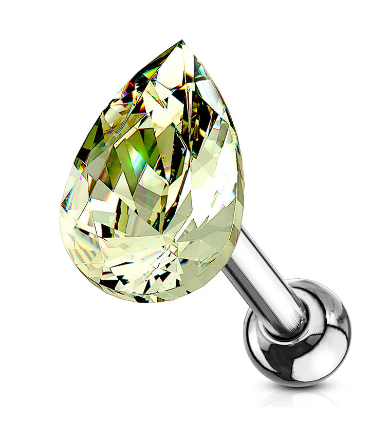 16G Green Teardrop Cartilage Barbell