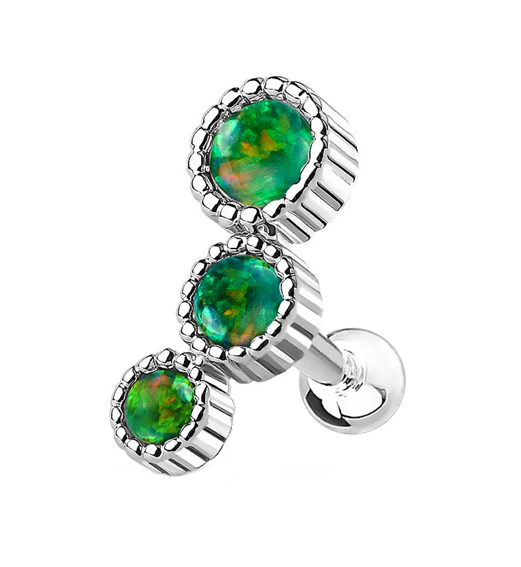 16G Green Triple Opal Dome Cartilage Barbell