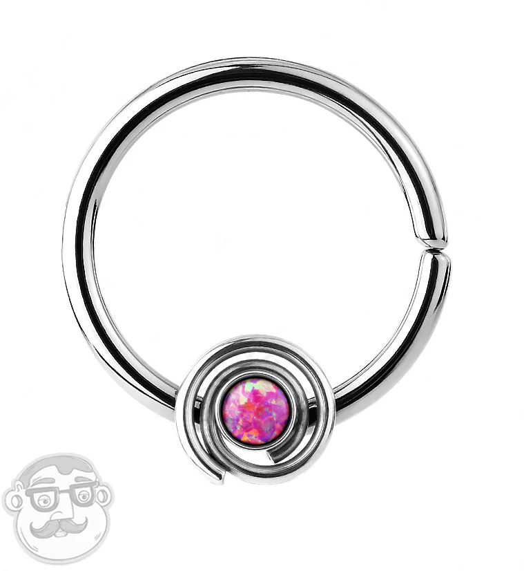 16G Pink Opalite Coil Septum Ring