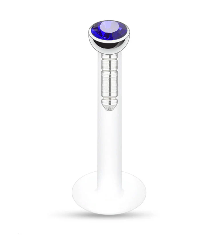 Push Top Blue CZ Labret