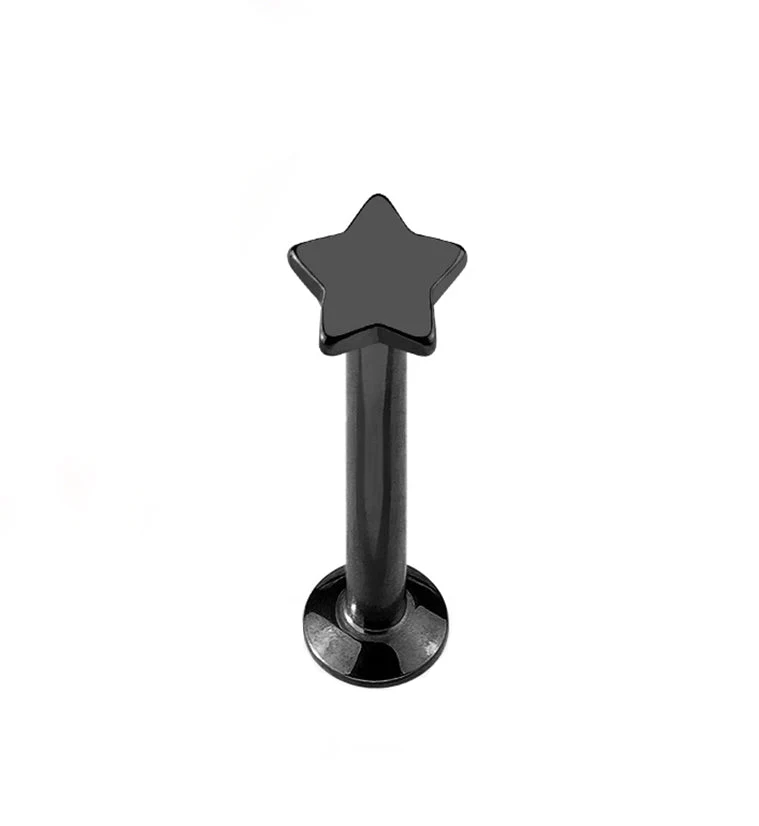 16G Black PVD Star Top Internally Threaded Flat Back Steel Post
