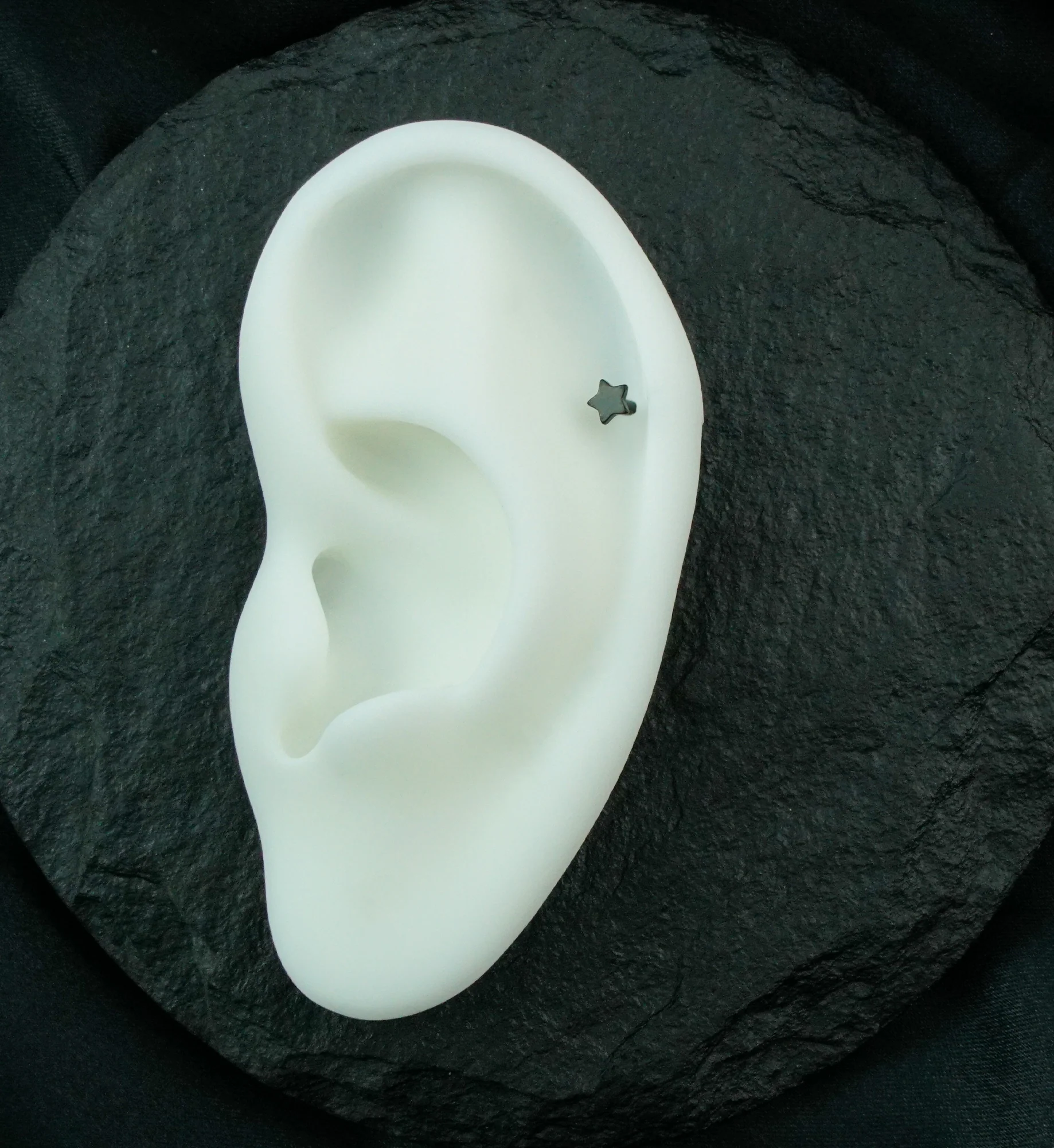 16G Black PVD Star Top Internally Threaded Flat Back Steel Post - Image 2