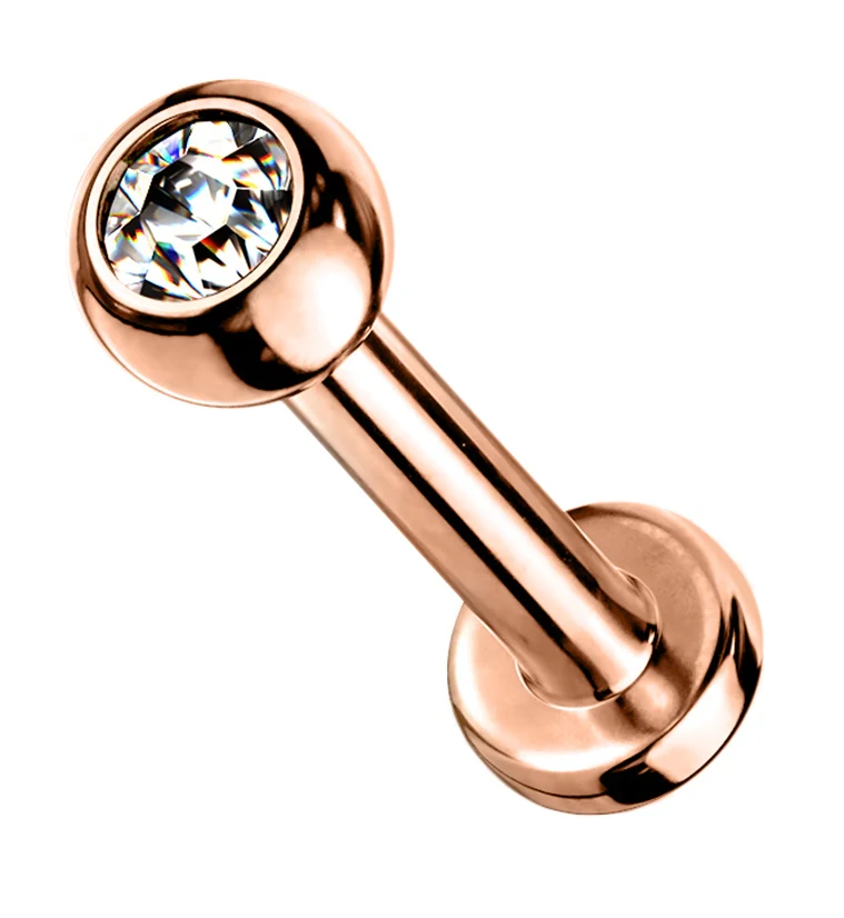 16G Rose Gold PVD CZ Titanium Labret
