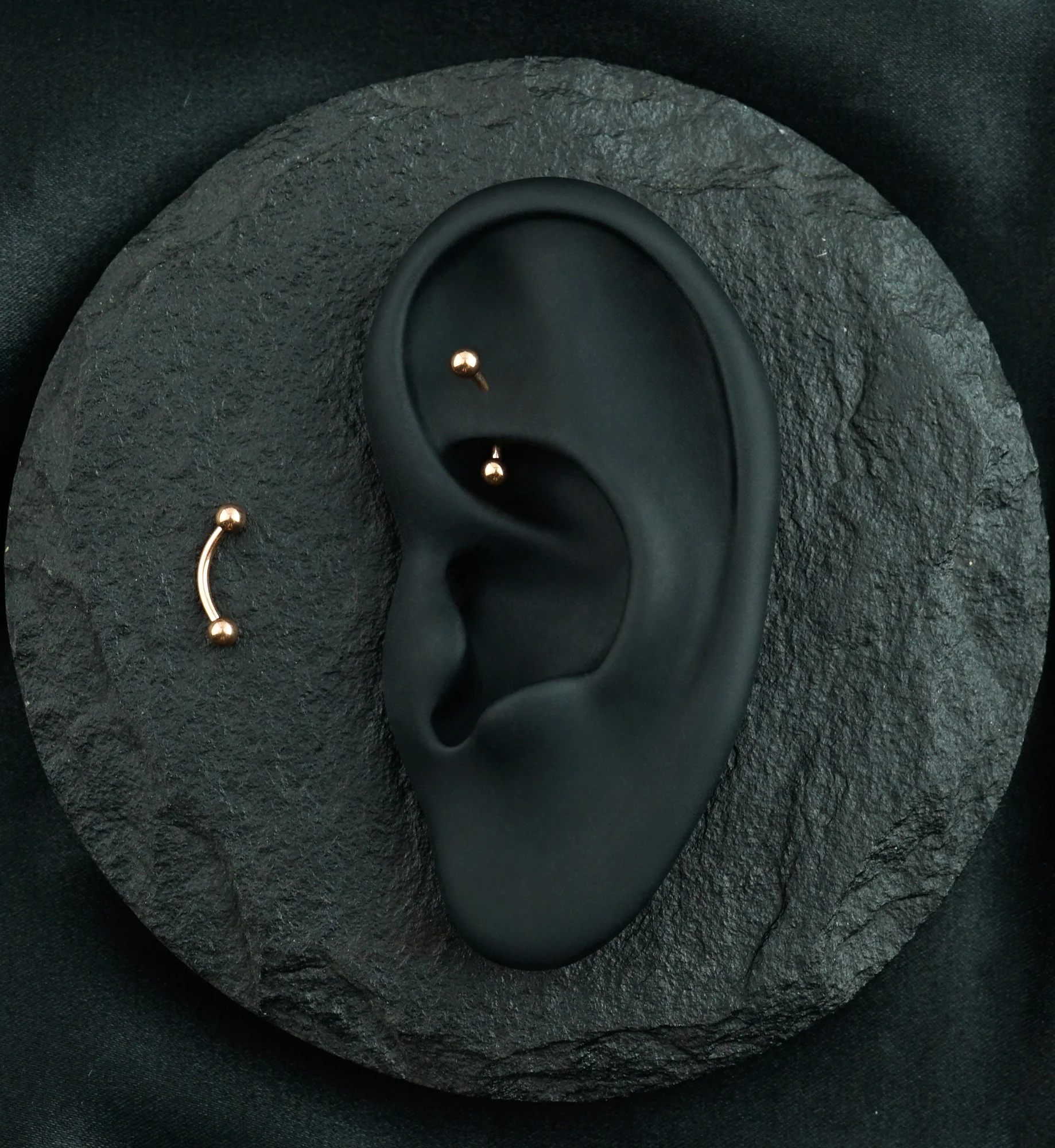 16G Rose Gold PVD Titanium Curved Barbell (External Threading) - Image 3
