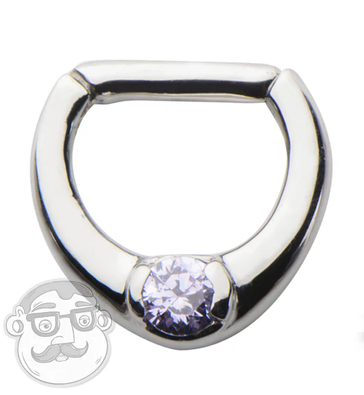 16G Centered Clicker With Single Purple CZ - Image 2