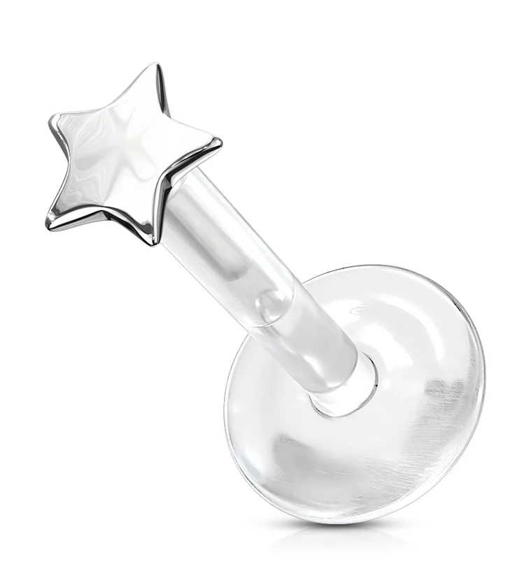 16G Star 14kt White Gold Bioflex Labret Post
