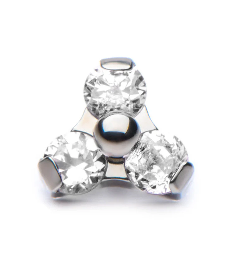 16G Triple Clear CZ Cluster Titanium End