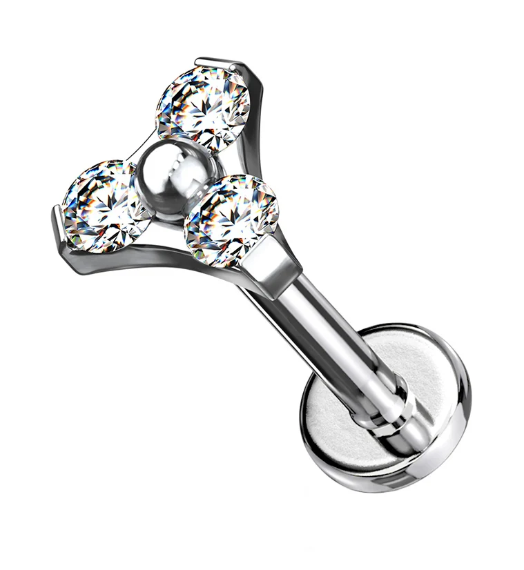 16G Triple Clear CZ Labret