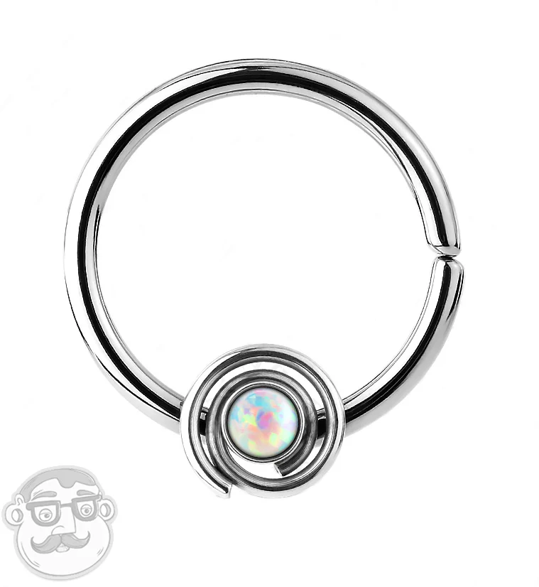 16G White Opalite Coil Septum Ring