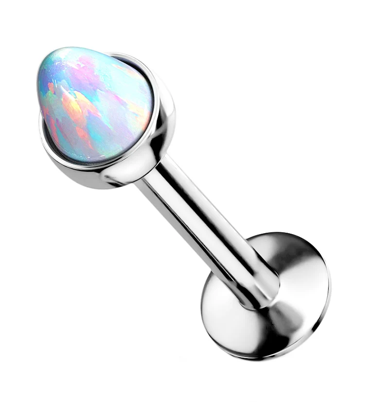 16G White Opalite Spike Stainless Steel Labret