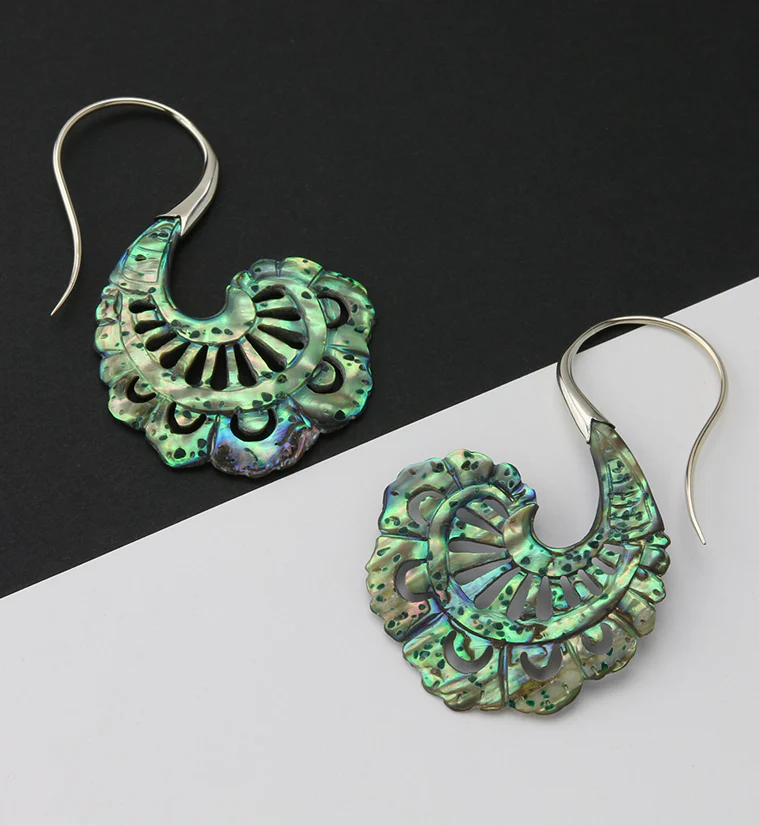 18G Aigrette White Brass Abalone Hangers / Earrings - Image 2