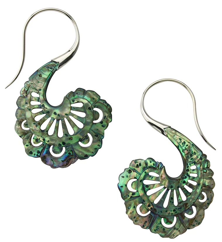 18G Aigrette White Brass Abalone Hangers / Earrings - Image 3