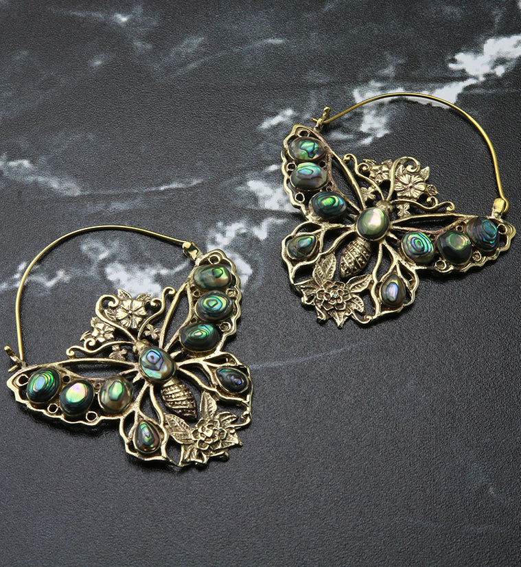 18G Butterfly Abalone Brass Hangers / Earrings - Image 3