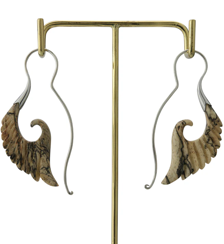 18G Cherub Wing White Brass Tamarind Wood Hangers / Earrings - Image 3