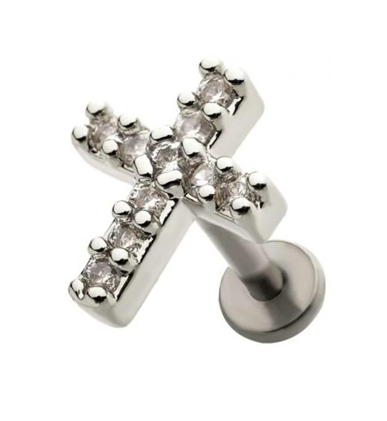 18G Cross CZ Labret